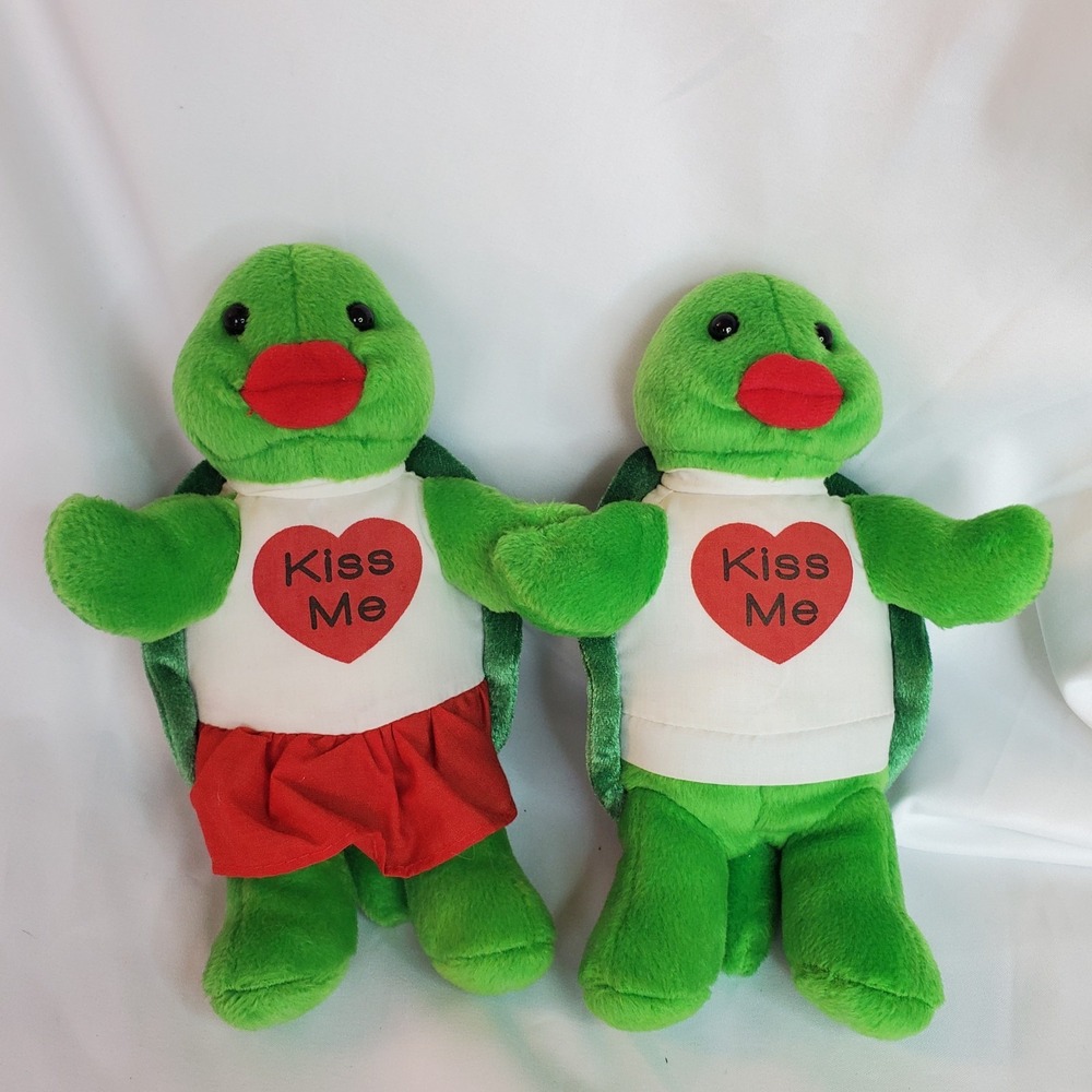 Kissing Turtles Magnetic Plush‎ Stuffed Animals Applause Green Valentines